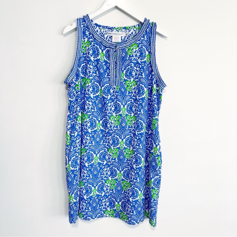 BOGO! Gretchen Scott Flirt Floral Dress East India Cotton Blue Green XL - Picture 3 of 10